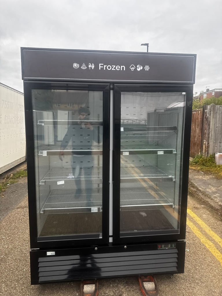 Commercial upright double display fridge or freezer cafe shop restaurant 