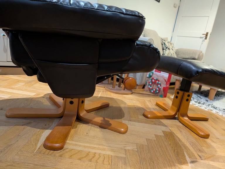 Black Reclining Armchair & Footstool