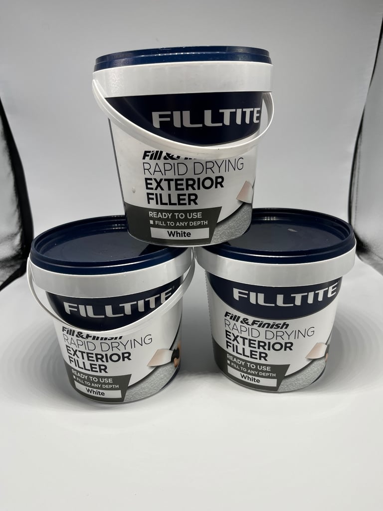 image for 3 x 1L tubs of Filltite Fill & Finish white rapid drying exterior filler