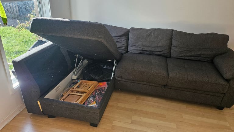 Large corner sofa with storage and pull out bed