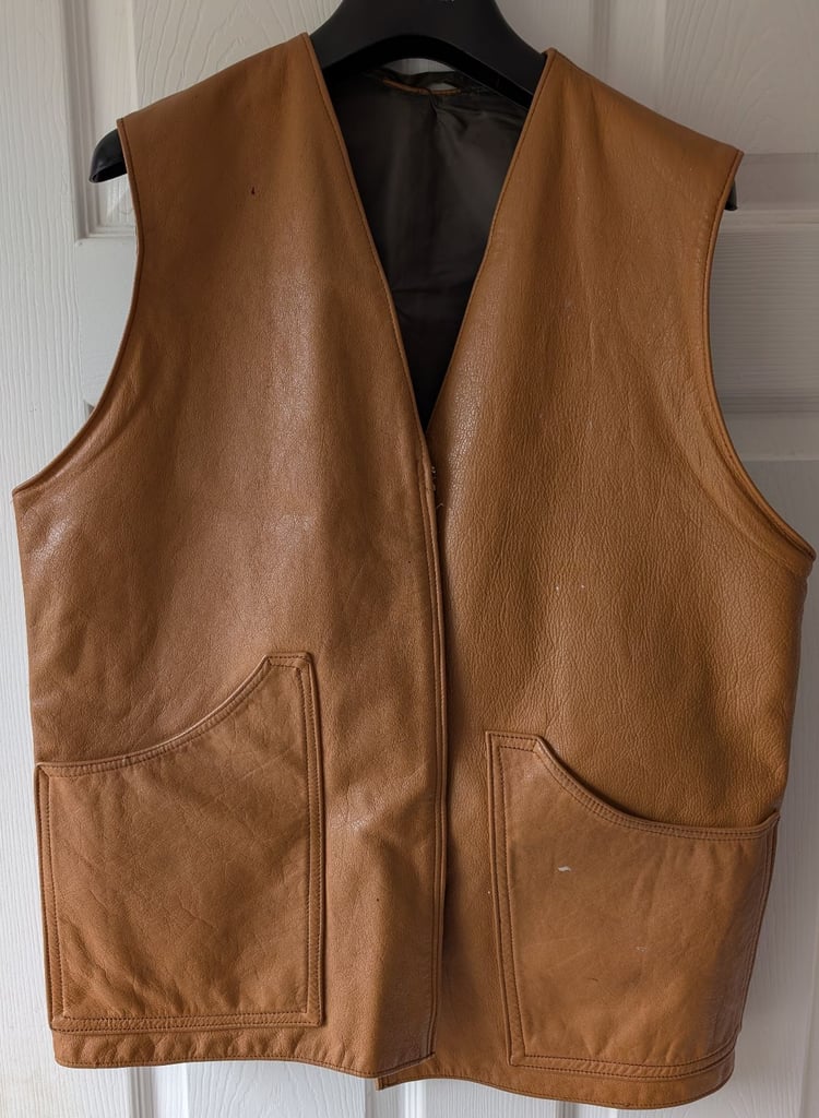 image for Ladies Women's Brown Faux Leather Waistcoat 