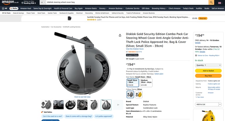 Disklok Steering Wheel Lock