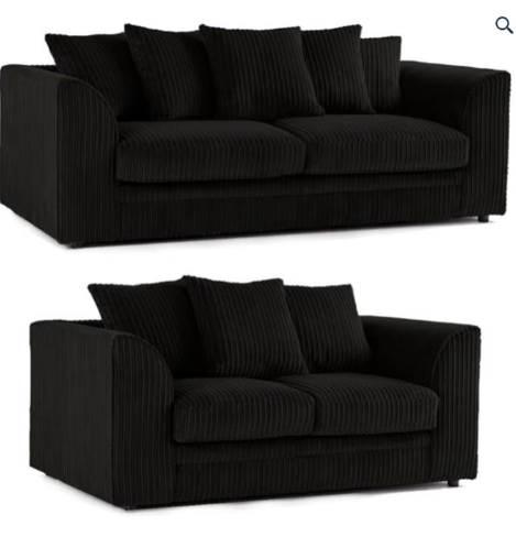 Brand New Dylan L Shape corner or 3+2 seater Sofa Set in Black colour - SAME/NEXT DAY DELIVERY