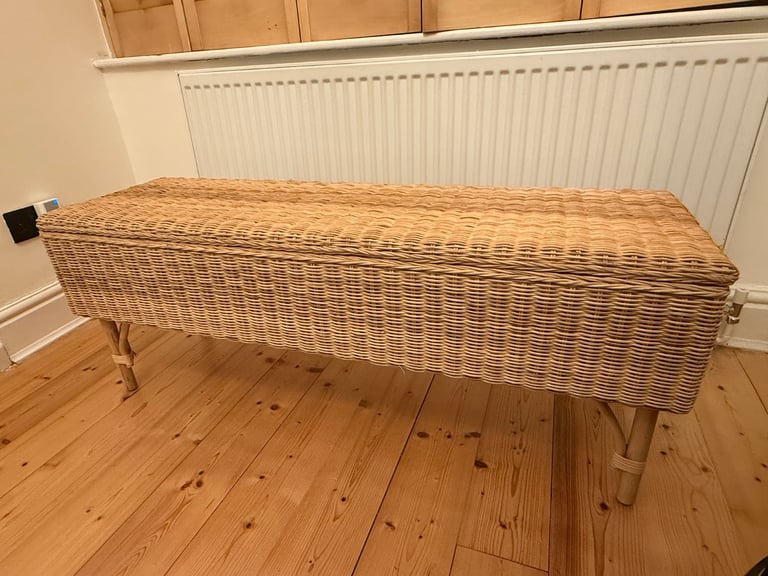 image for Bench with storage, handmade rattan, 120 cm