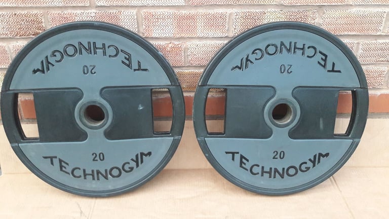 image for 2 x 20KG OLYMPIC TECHNOGYM WEIGHT PLATES - 2 Inch Holes