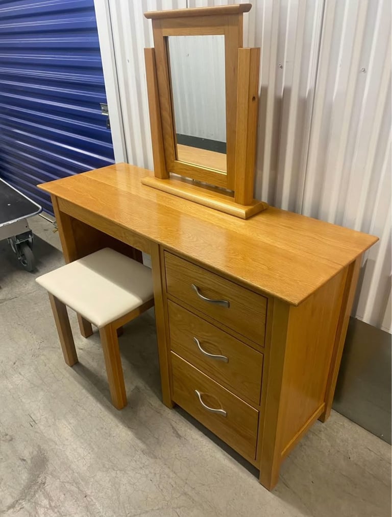 Solid Oak Devon Range Dressing Table with Mirror and Stool | in Wembley ...
