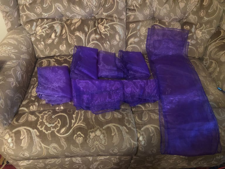 image for 40 Purple Wedding Chair Sashes. (8" x 9ft)