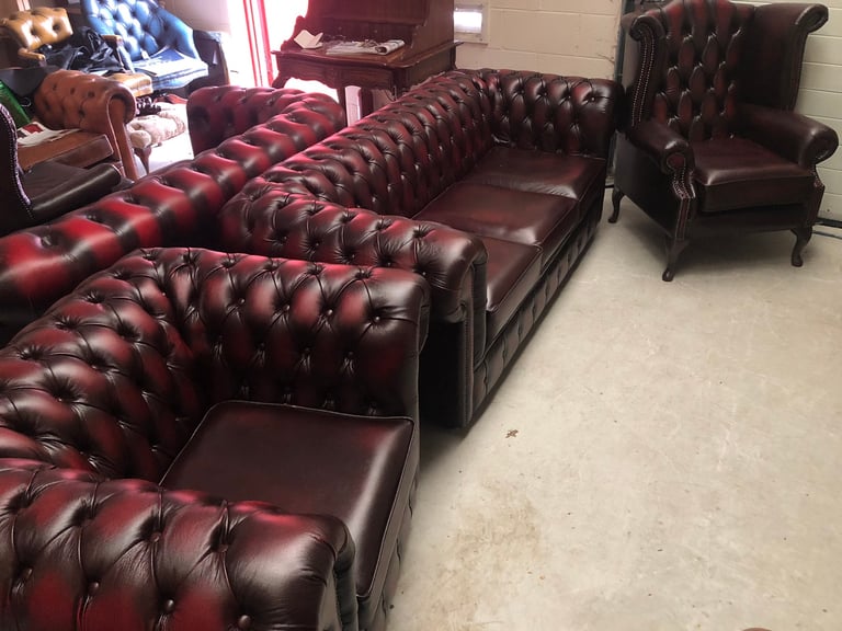 New chesterfield leather suite in oxblood 