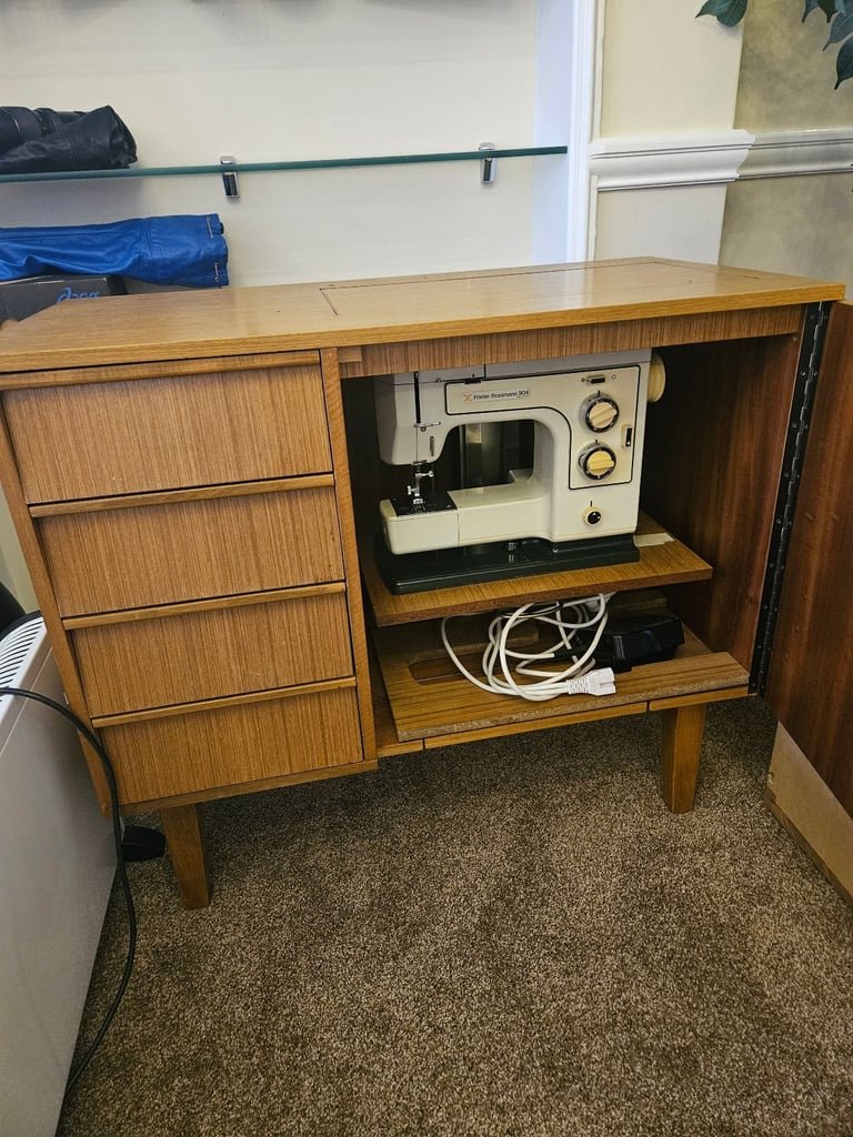 Antique Vintage Frister Rossmann sewing machine drawer cupboard desk 