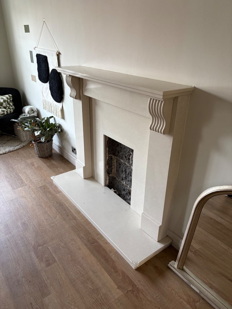 Stone marble effect fireplace