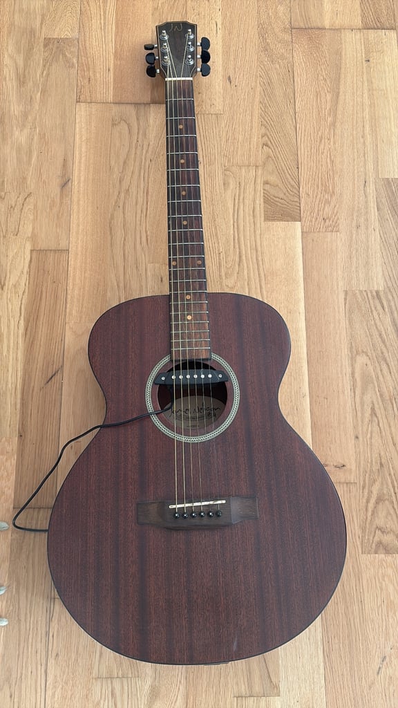 James Neligan All-Mahogany Acoustic Guitar + Pickup. Available for collection today.