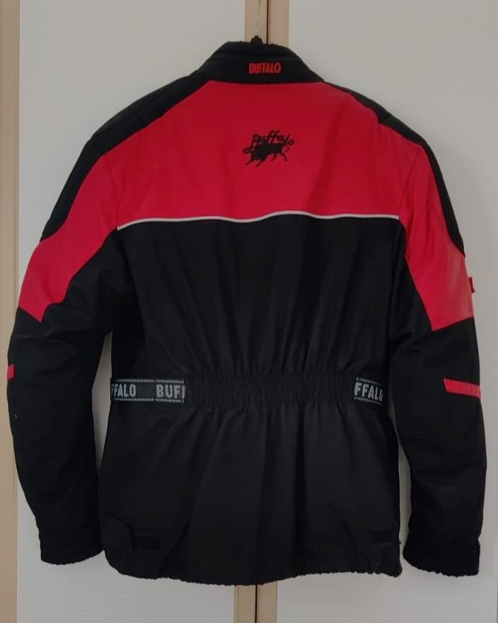 BUFFALO CE Armour Motorcycle Textile Jacket Men's M Black Red Cordura Scotchlite
