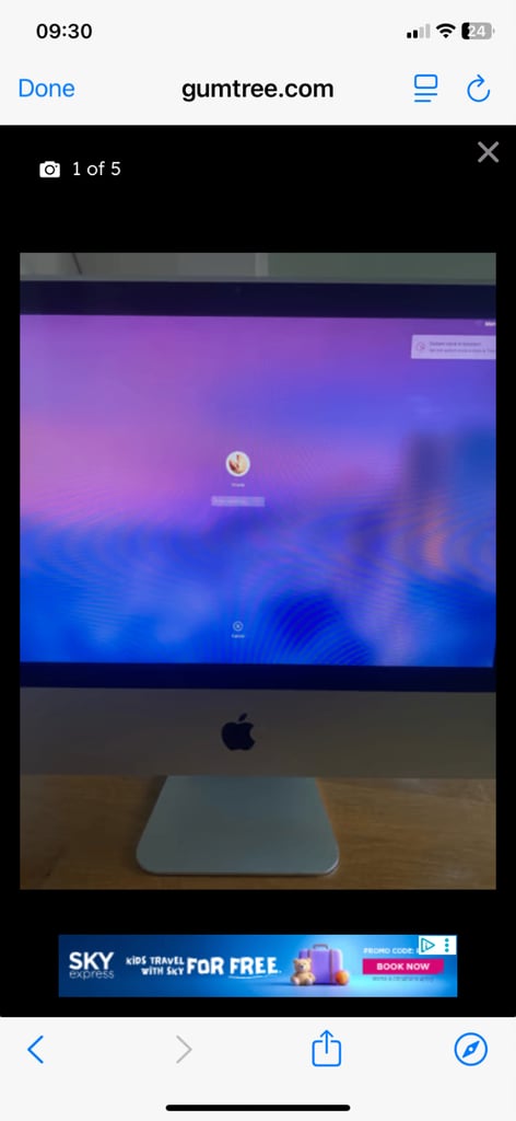IMAC 20 apple computer for sale until 5th November 