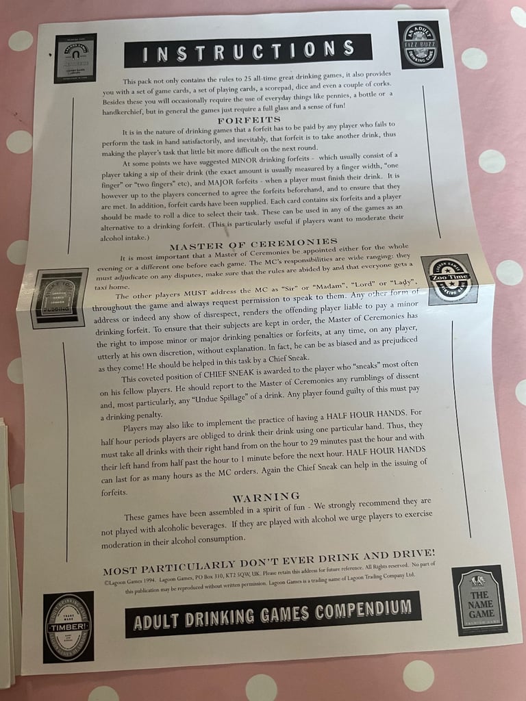 Adult Drinking Games Compendium