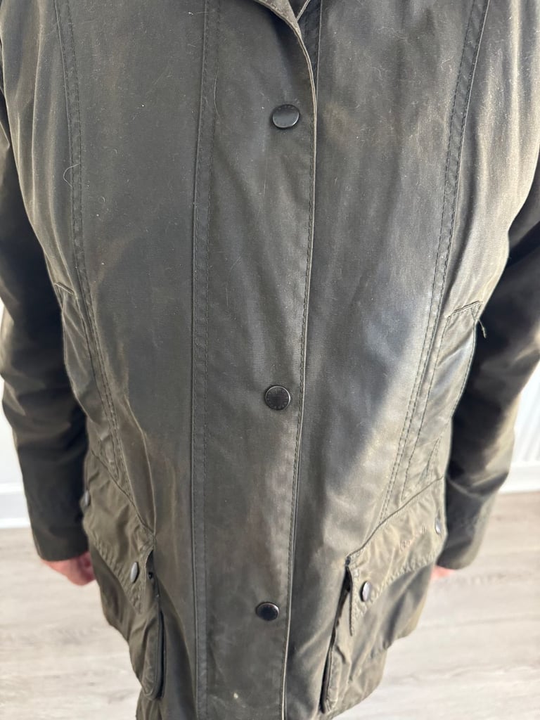 Womens Barbour Retail Beadnell olive waxed jacket size UK 14 Immaculate Tartan