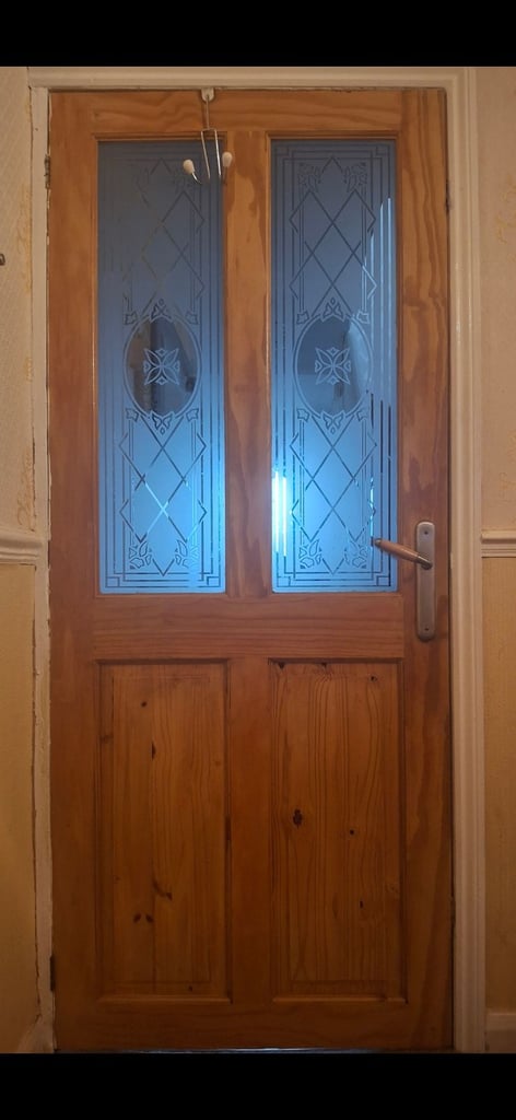 2 DOORS WITH 2 panel Glazed Victorian Natural Pine veneer Internal Timber Door