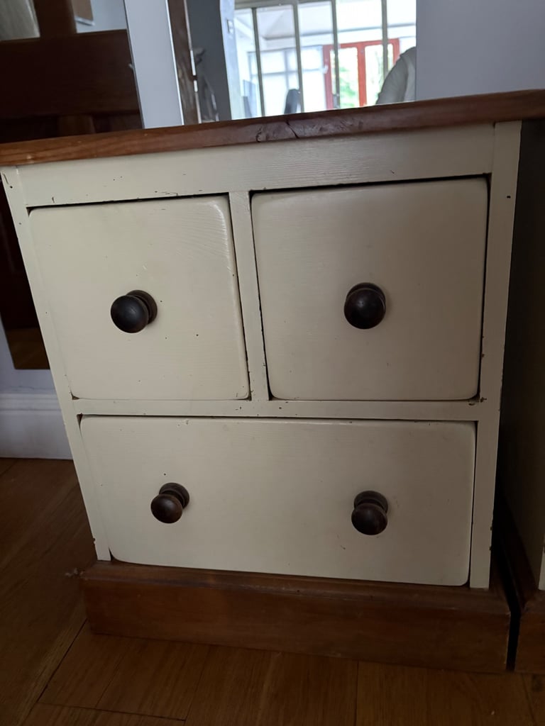 2 solid pine, painted, bedside cabinets