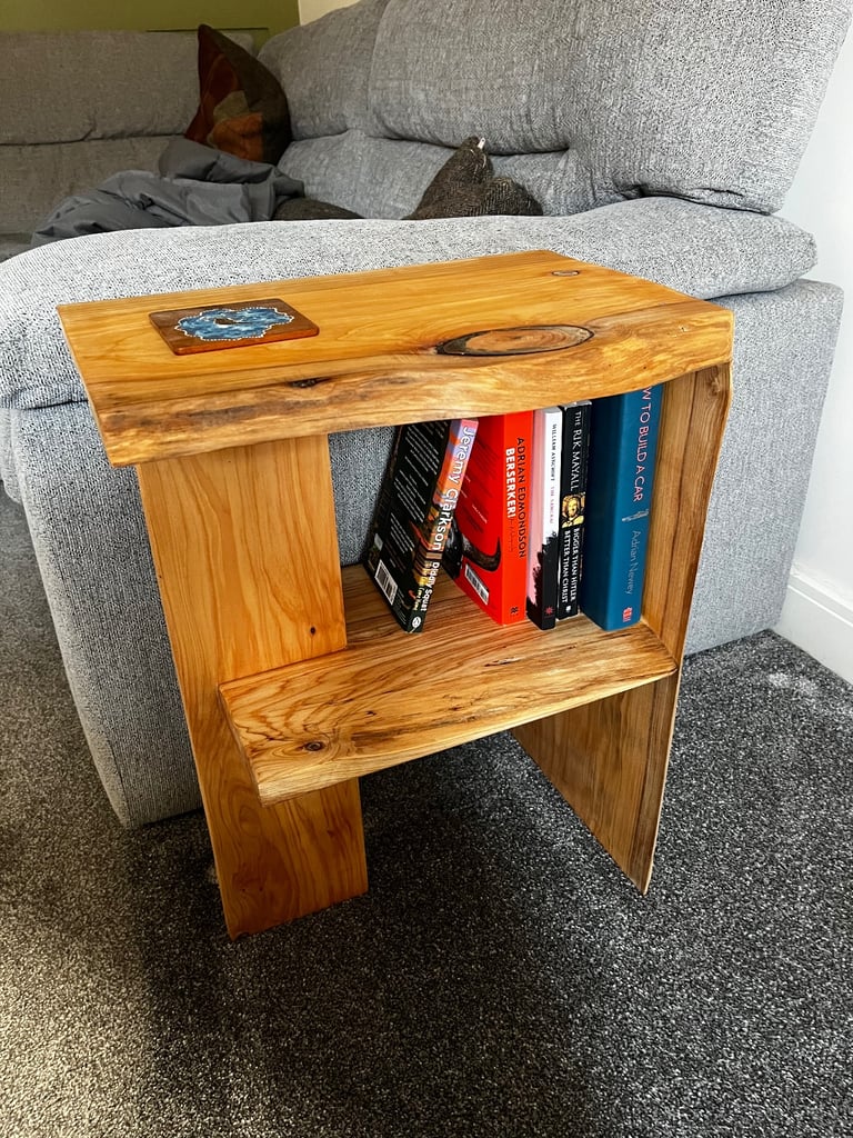 Cypress wood side table