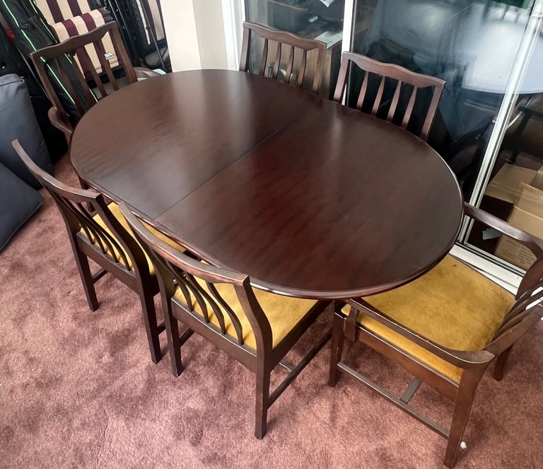 Stag Extendable Dining Table & 6 Chairs – Classic Vintage Set