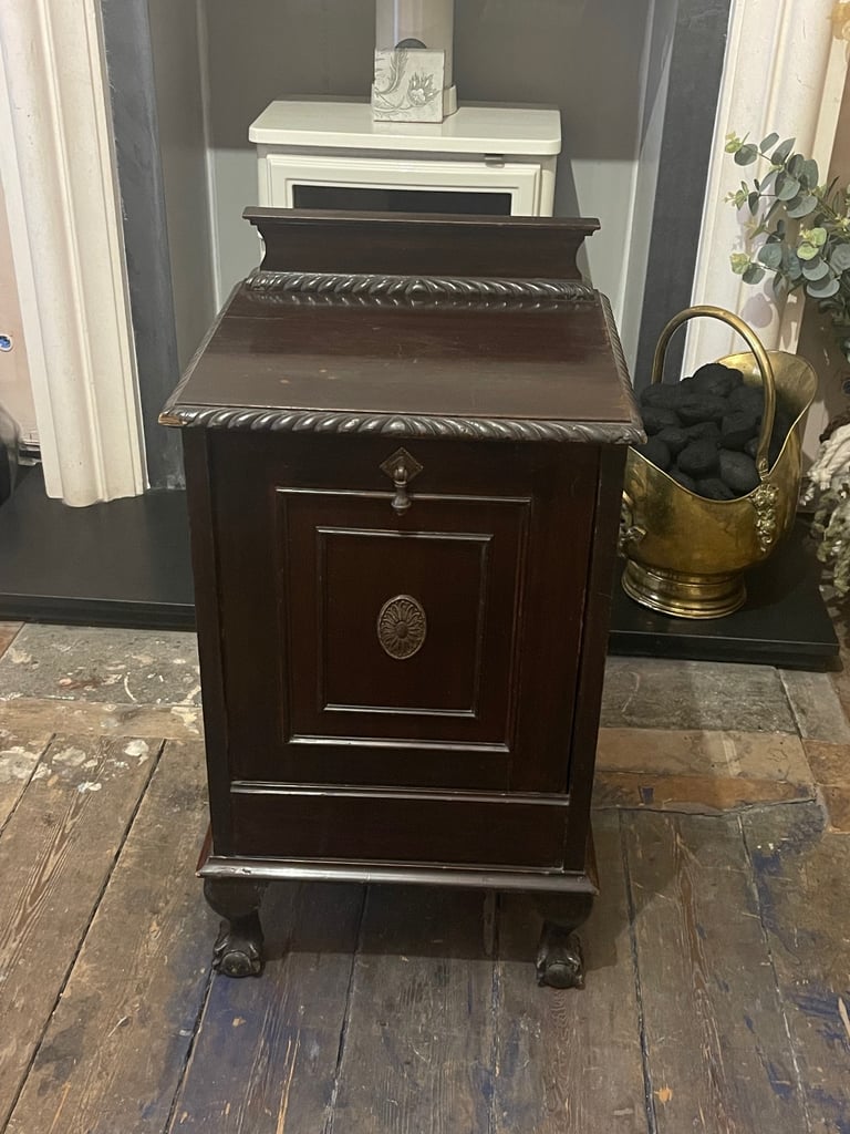 Antique Mahogany Coal bin & shovel