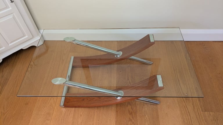 Glass & Walnut Coffee Table