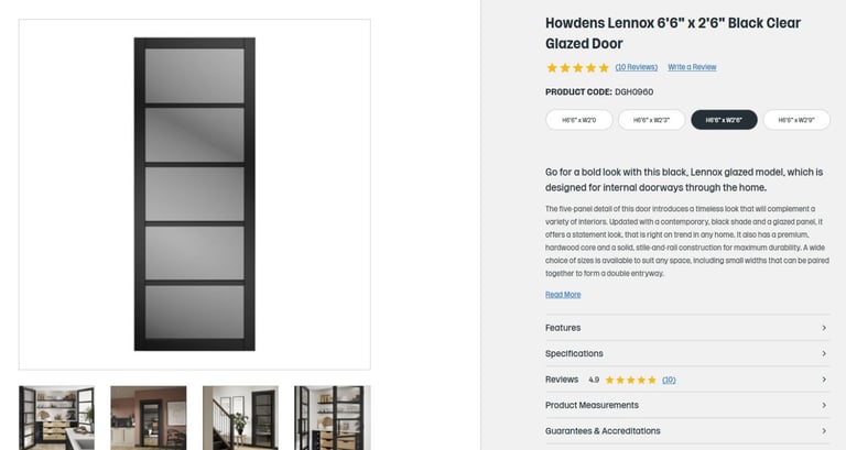 image for Howdens black glazed internal door
