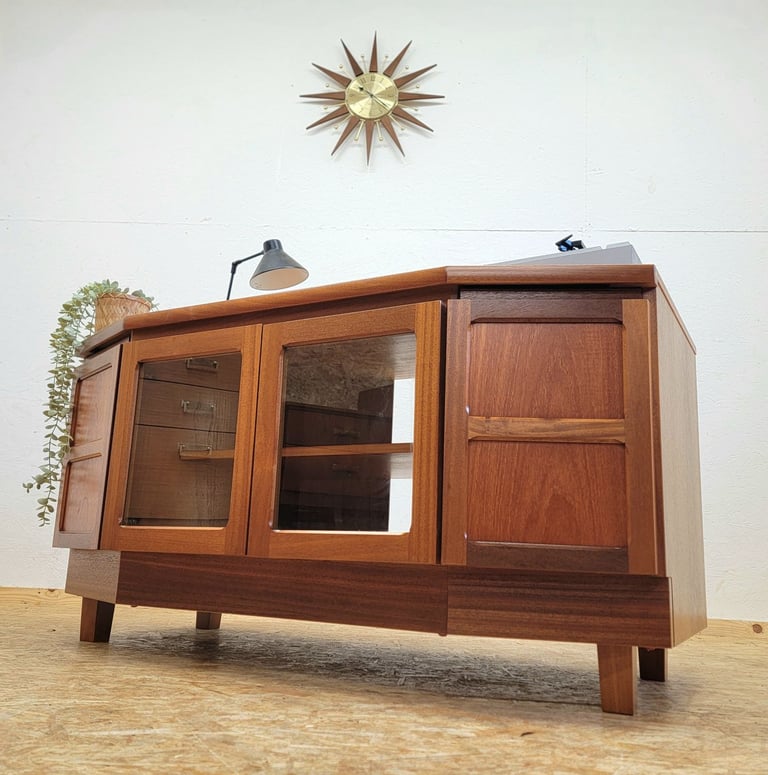 Retro Nathan Squares Teak Sideboard/TV Unit/Record Cabinet - Mid Century G-Plan Era