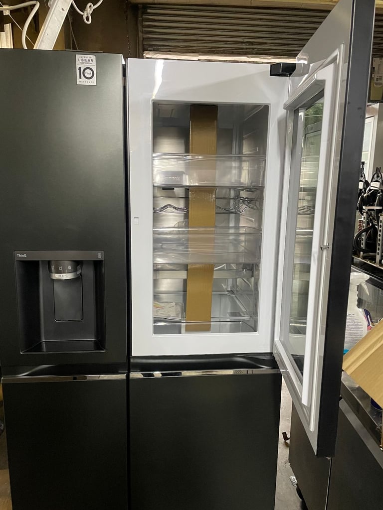 LG InstaView ThinQ Wifi -Plumbed American Fridge Freezer-Matte Black-BRAND NEW-DOOR IN DOOR