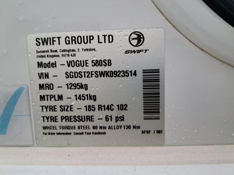 2019 Swift Vogue 580 SB