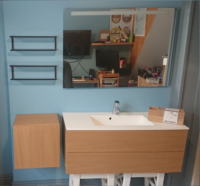 Dansani Calidris 100cm vanity Set Golden Oak inc shelves & storage rrp £6041