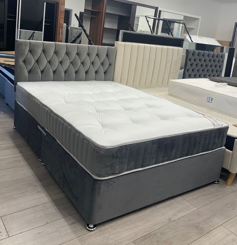  Modern DIVAN 5FT King Size Bed Base Storage Drawers + Mattress Included  Flat 20% Off 