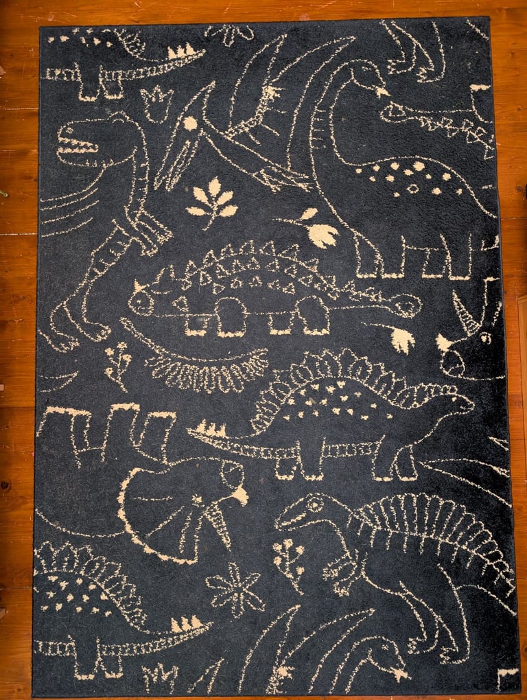 image for Child's navy blue dinosaur pattern bedroom rug