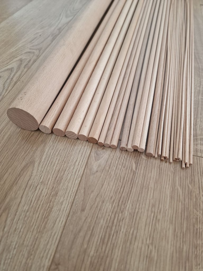 image for Mix of wooden unpainted dowels, sticks, 1 metre long