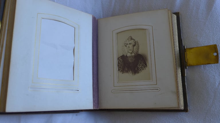 LEATHER BOUND ANTIQUE VICTORIAN PHOTO ALBUM. POSSIBLE JOHN GALSWORTHY CONNECTION