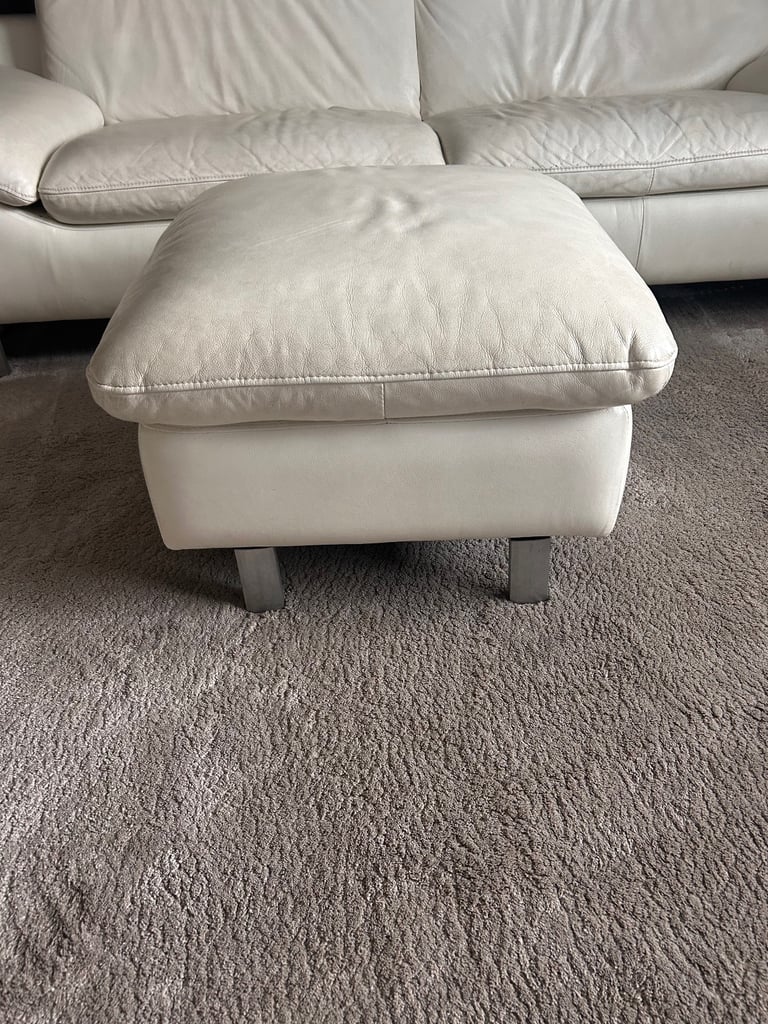 FREE X2 Harvey’s cream leather 3 seater sofas and footstool