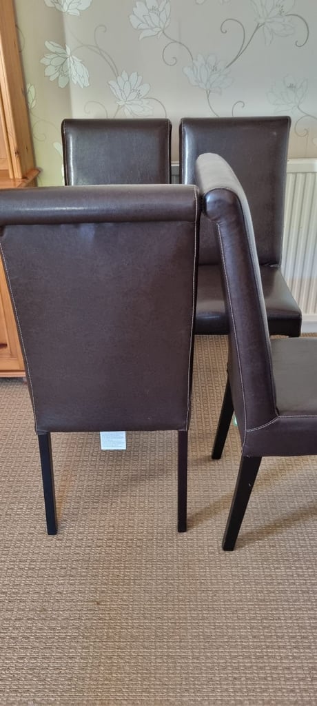 4 Faux leather dining chairs