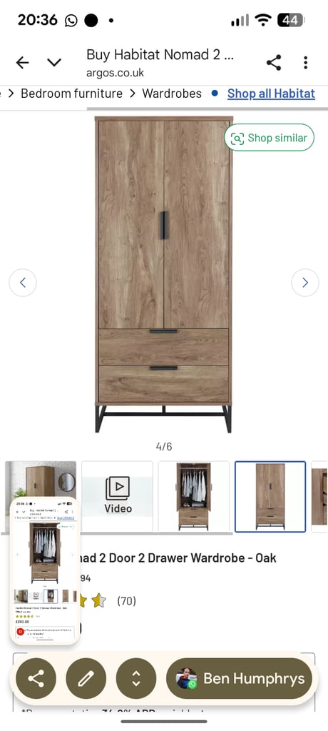 image for Habitat Nomad 2 Door 2 Drawer Wardrobe - Oak Effect for sale