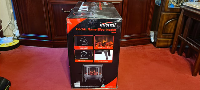 Mistral Electric Flame Effect Heater Curved 1800W in Box. New Condition. |  in Ashford, Kent | Gumtree