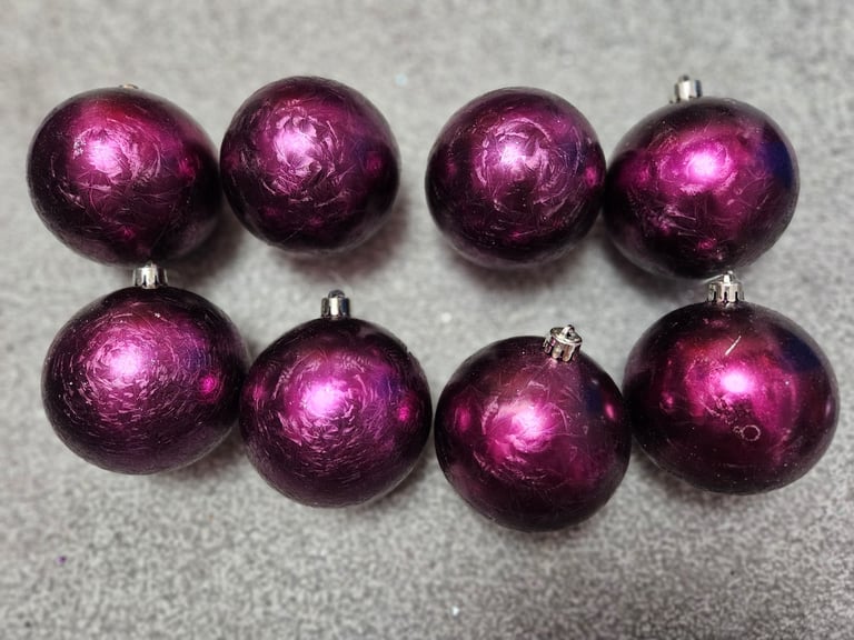 Christmas Tree Decorations Extra Laurge Purple Demasked Baubles From Taskers x8