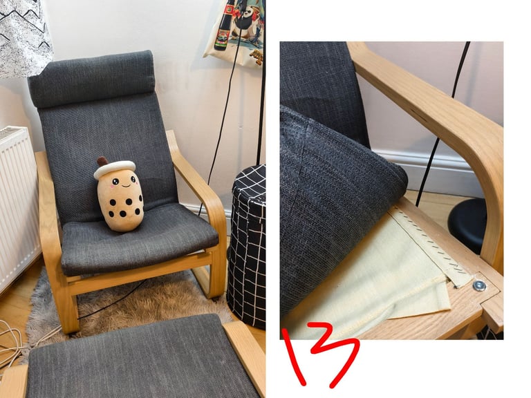 image for IKEA light grey armchair + footstool
