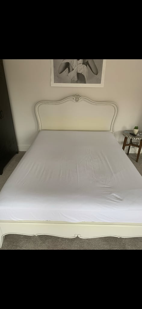 image for King Size Wooden Bed - cream