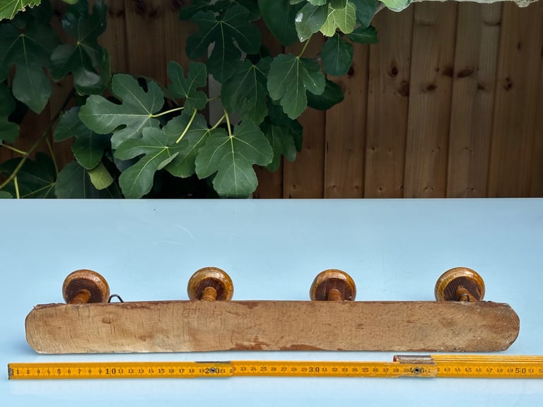 VINTAGE FRENCH FAUX BAMBOO COAT RACK, COAT HOOKS, HAT RACK, FOUR HOOK - L51.5cm - WILL POST!