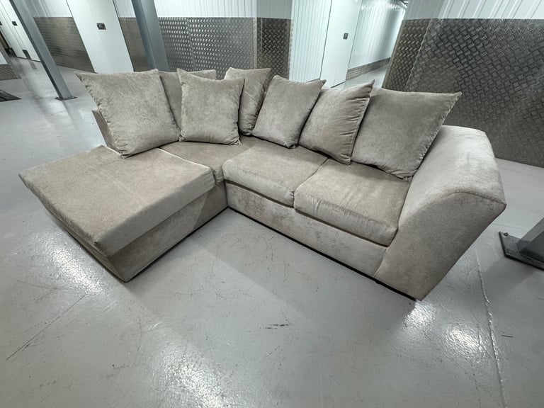 image for LOVELY FABRIC BEIGE/MINK CORNER SOFA- Delivery option
