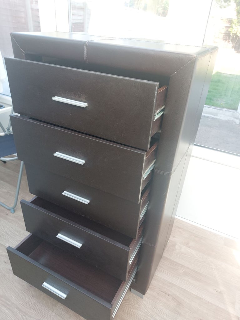 image for Leather chest of drawers tall very strong 