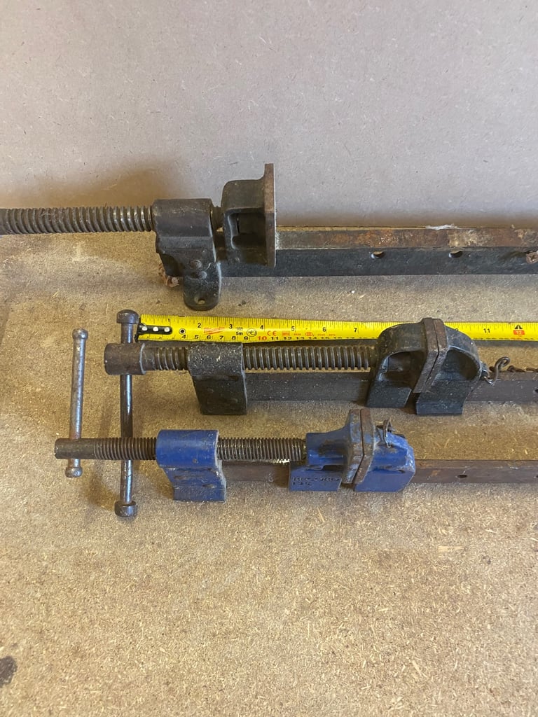 3 old sash cramps