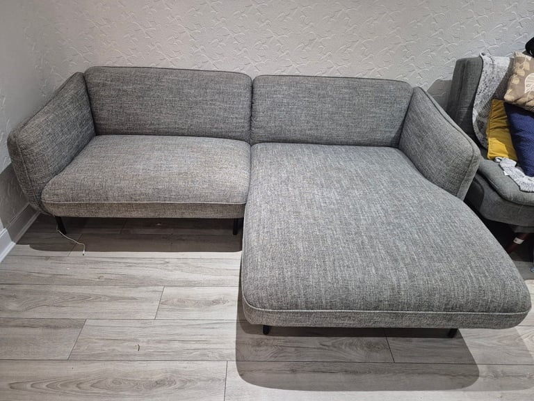image for Stylish Grey 2-Seater Corner Sofa – Good Condition – Collection Only