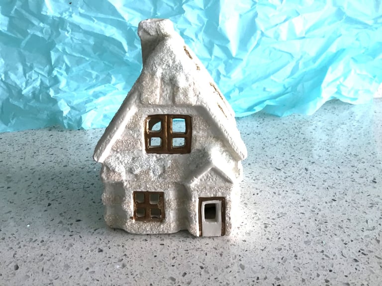 NEW Tea Light House with Tea Light approx 90mm x 90mm x 130mm High