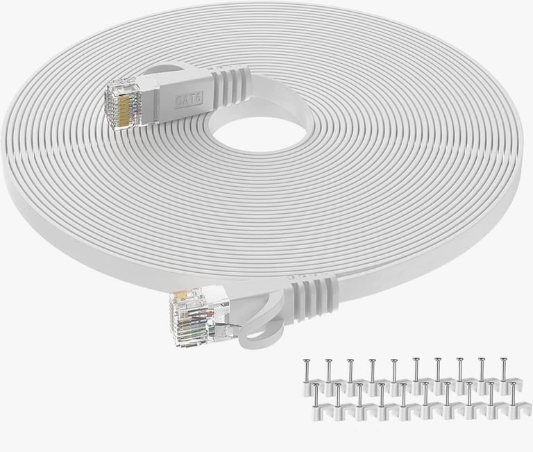 image for 10M/20M/30M Cat6 Ethernet Network Cable With RJ45 Connectors, High Speed Transmission, Flat Design