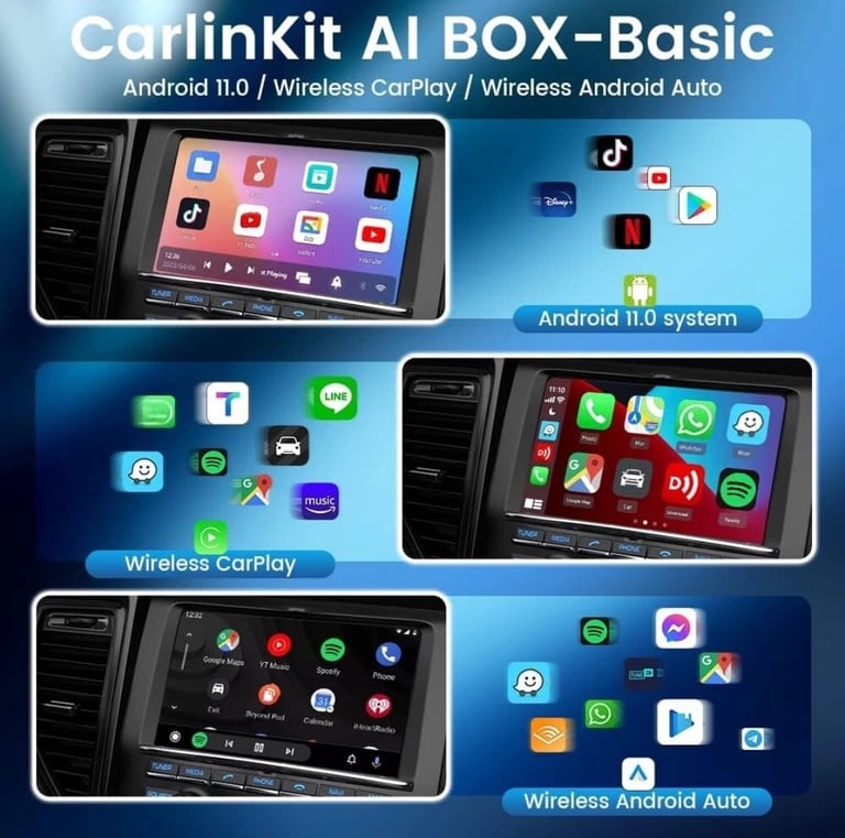 CarlinKit AIBOX-Basic, 2GB+16GB Android/Wireless CarPlay/Wireless Android Auto,N