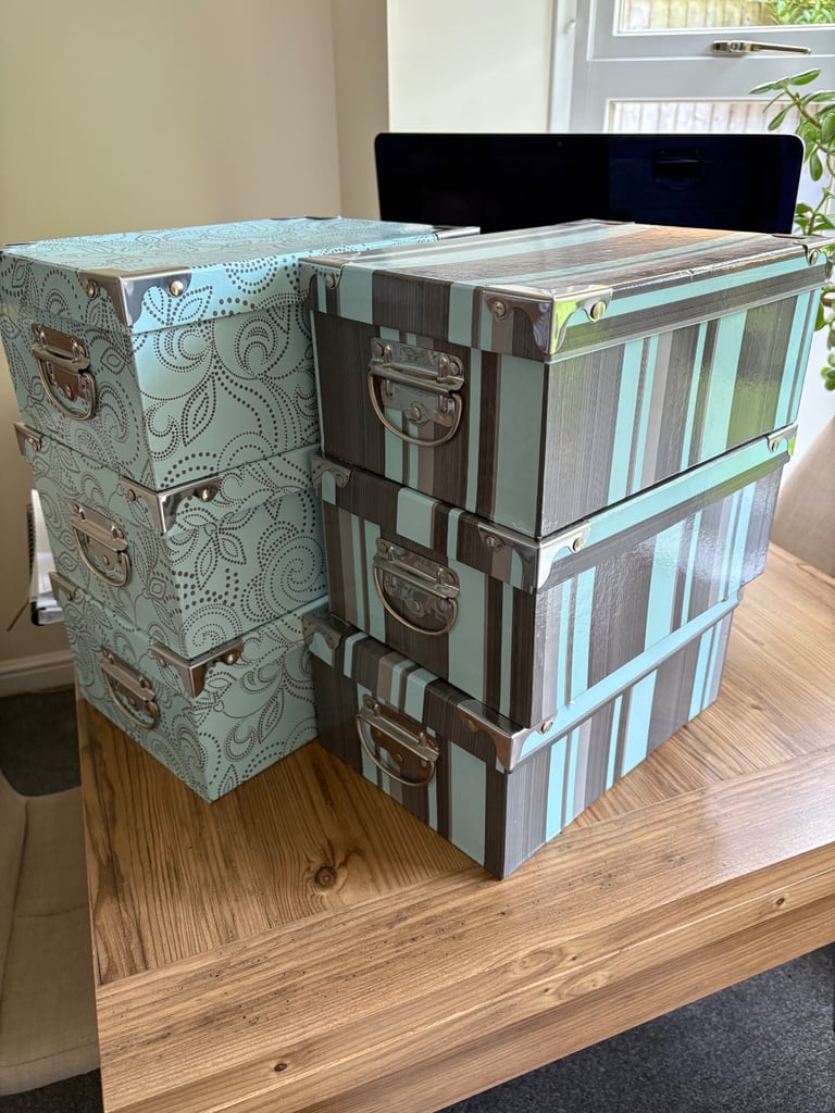 Set of six storage boxes